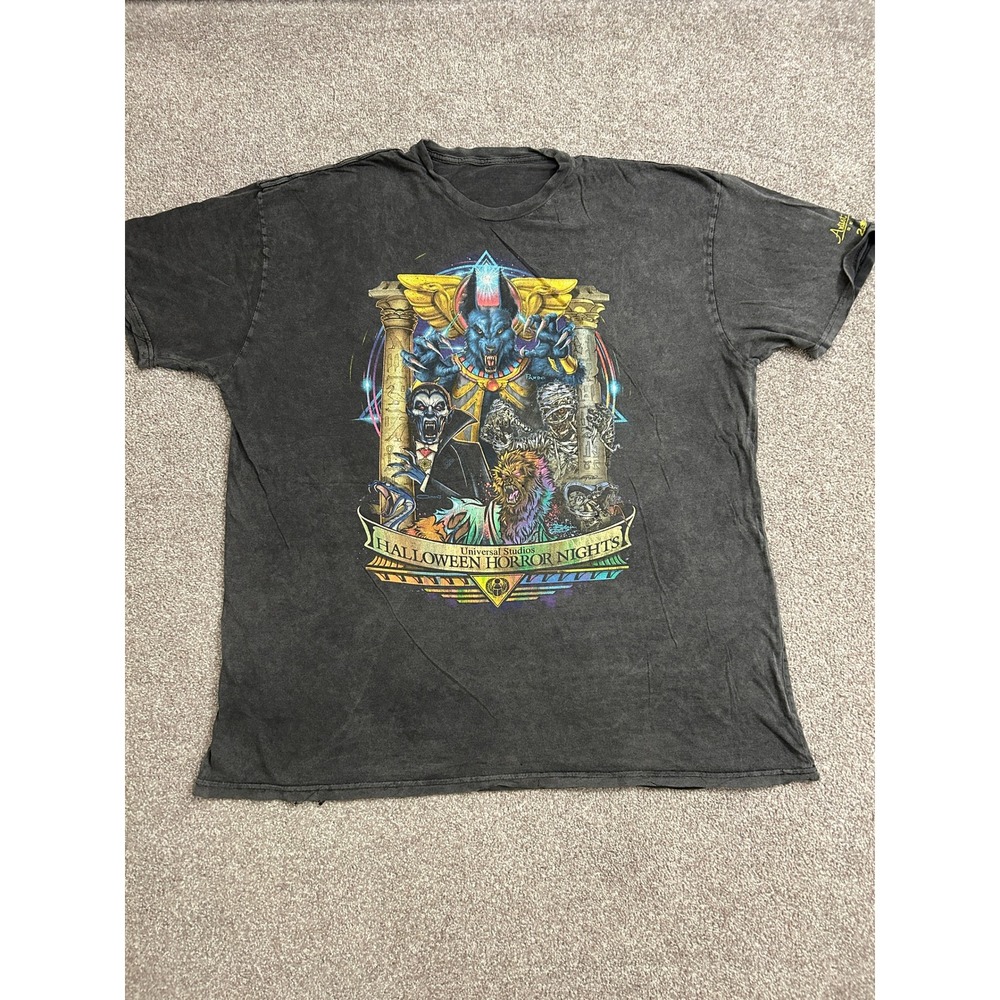 Universal Studios Halloween Horror Nights 2022 T-Shirt Mens 2XL Gray Graphic Tee